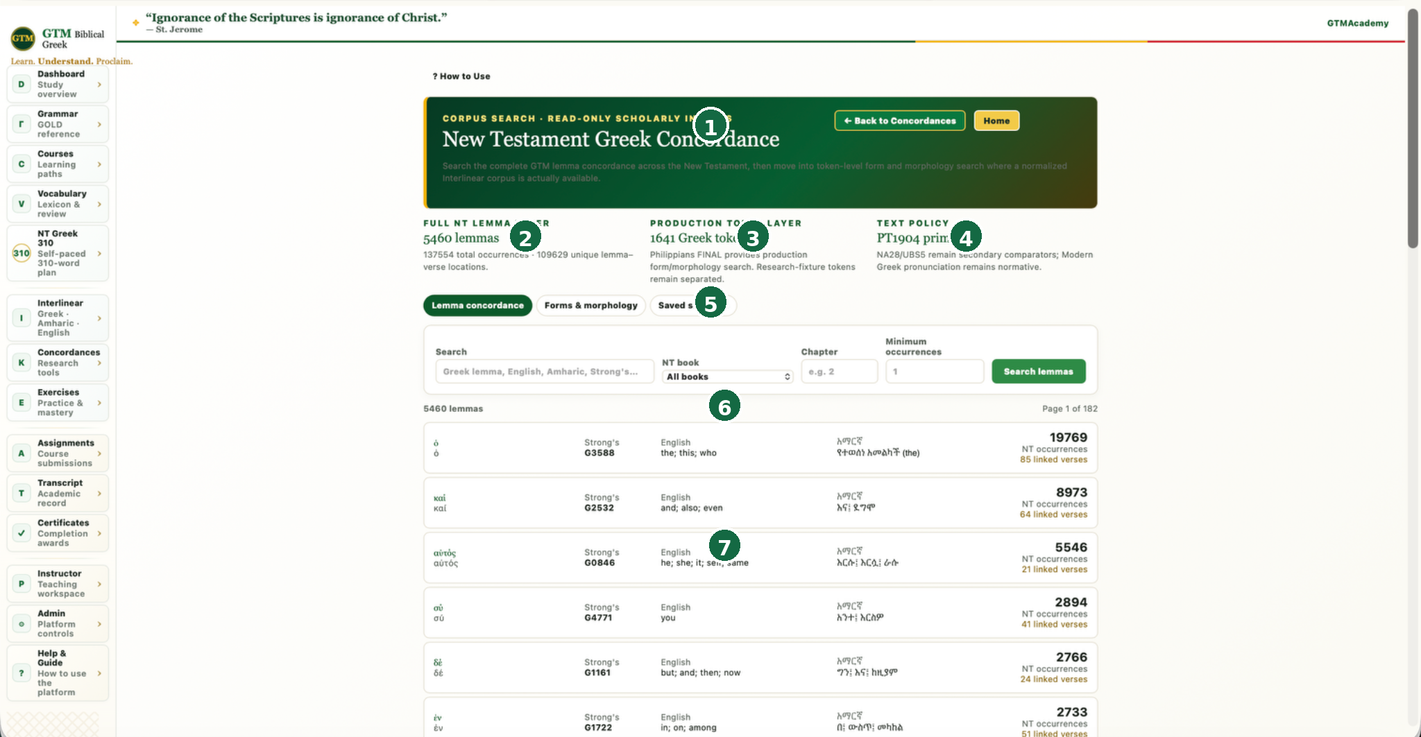 Annotated Lexical Concordance main page